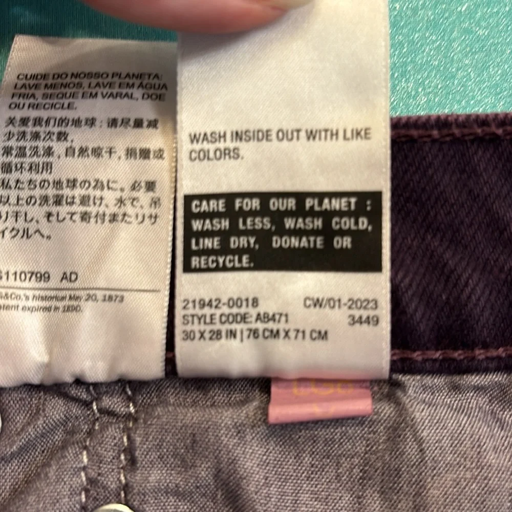 Levi’s X Deepika Padukone Straight Leg High Waisted Purple Denim Jeans Size 30 - Picture 15 of 16